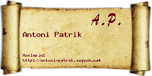 Antoni Patrik névjegykártya